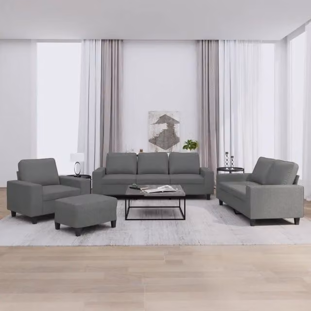 Set di Divani 4 pz Grigio Scuro in Tessuto 3201875