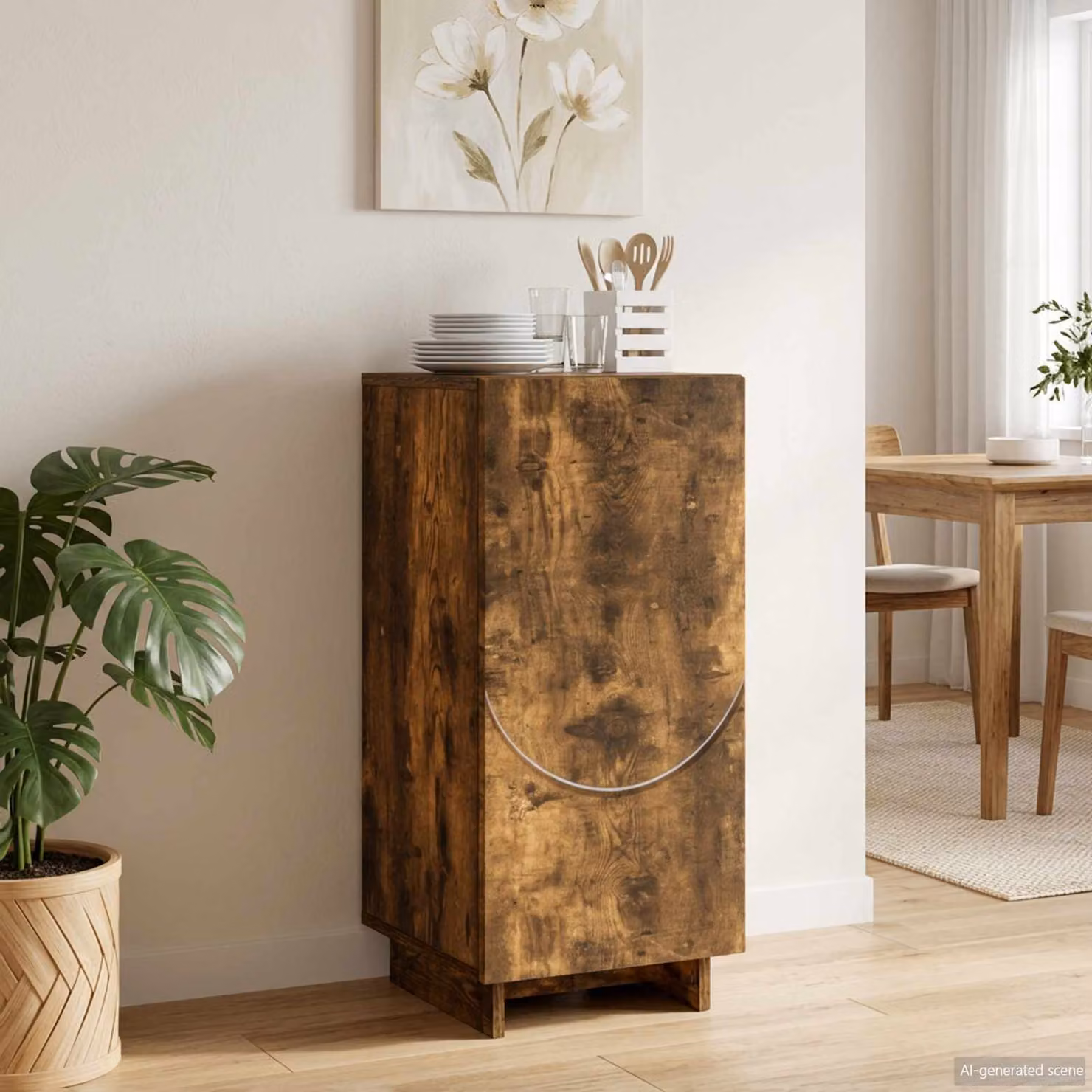 Credenza moderna vidaXL in legno ingegnerizzato color rovere fumo, L/P/H: 33,5 x 34,5 x 75 cm