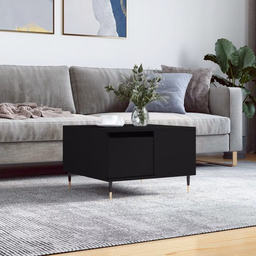 Tavolino The Living Store nero 55x55x36,5 cm in materiale ligneo