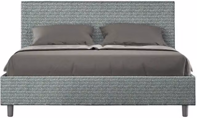 Letto matrimoniale con contenitore imbottito Ityhome Adele in tessuto azzurro L/P/H: 160 x 200 x 106 cm – 1