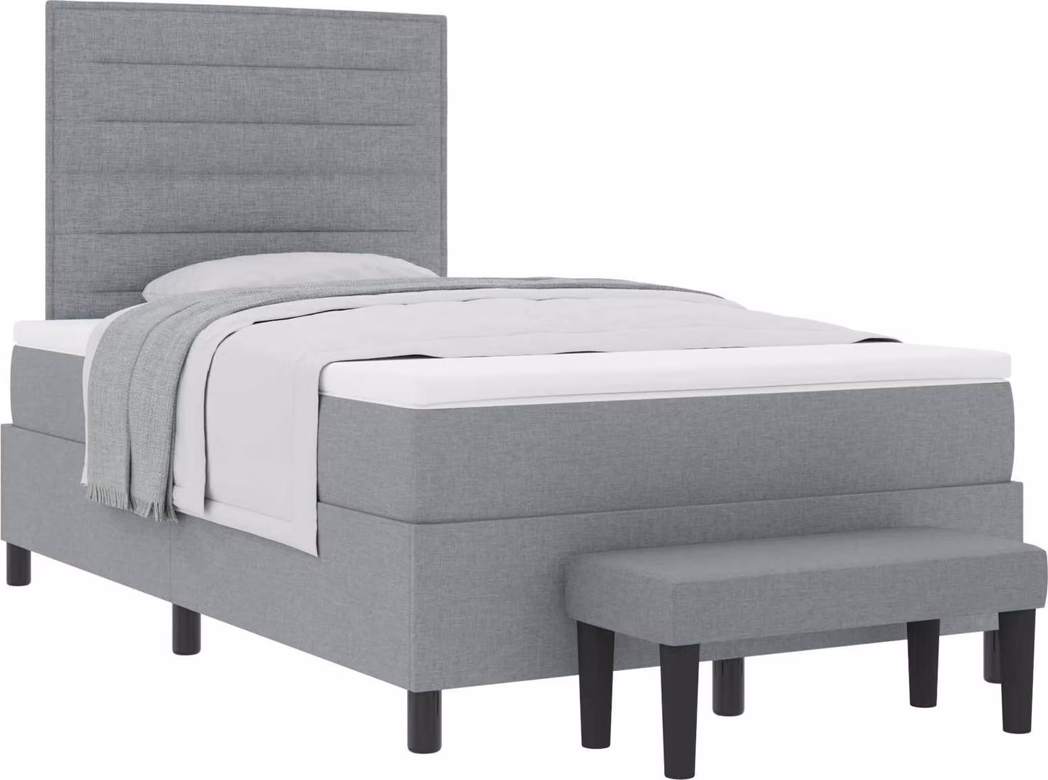 Letto a molle con testiera Grigio chiaro 120 x 190 cm Tessuto