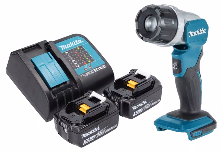 Makita DML 808 SF Lampada portatile a batteria 14,4 / 18 V 190 lm LED + 2x batteria ricaricabile 3,0 Ah + caricatore