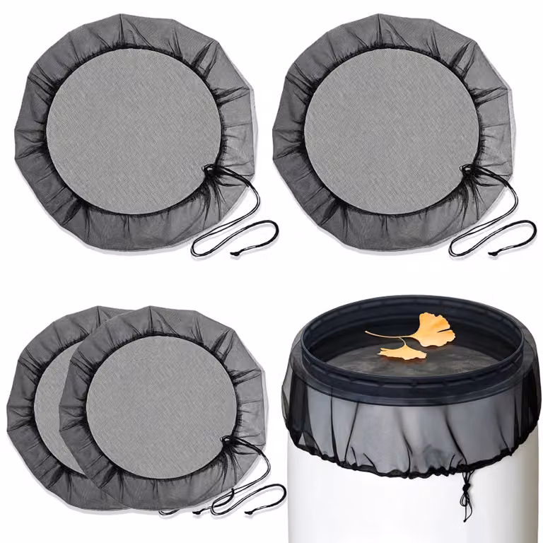 4 coperture regolabili nere per serbatoi di raccolta dell'acqua piovana, disponibili in 2 dimensioni, complete di cordino