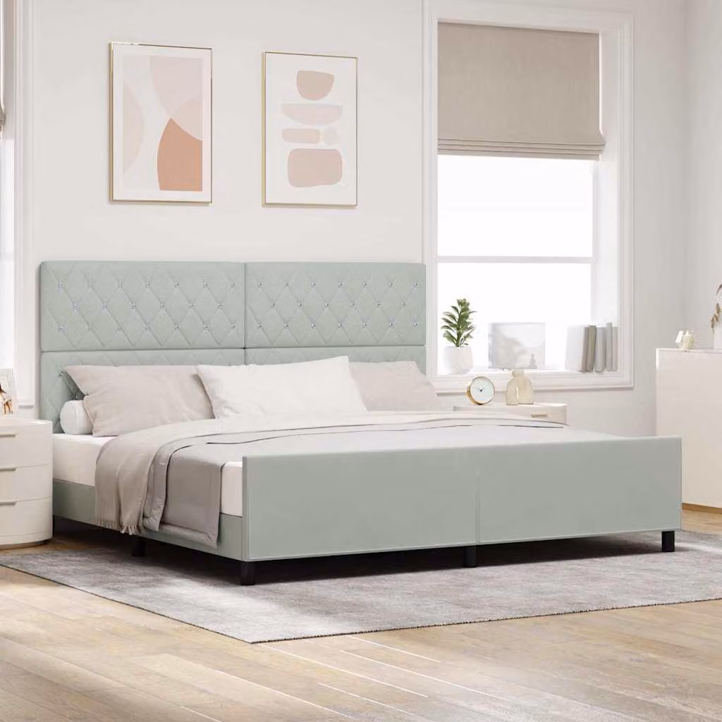Maison Exclusive - Letto boxspring con testiera grigio chiaro 200 x 200 cm in velluto