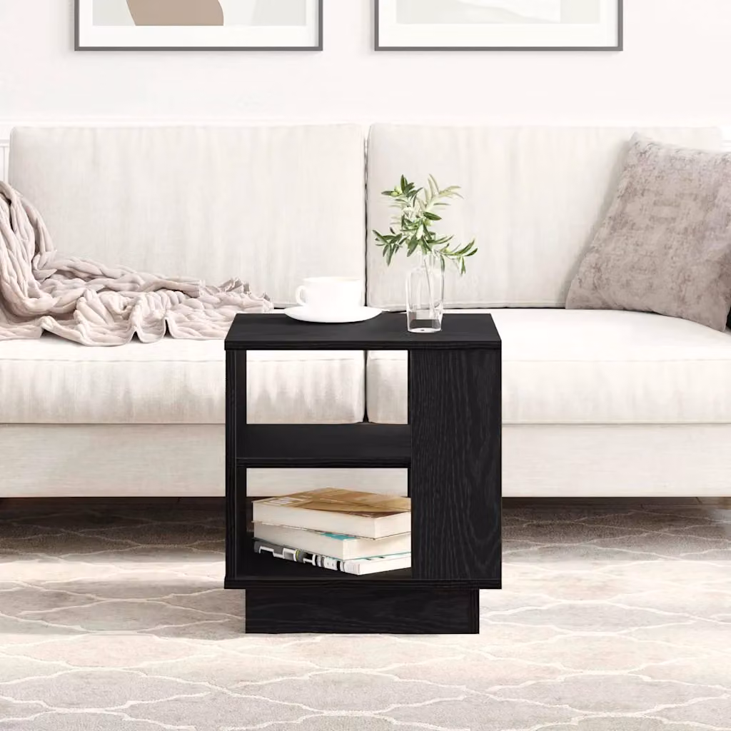 vidaXL Tavolino da salotto moderno in rovere e nero L/P/H: 40 x 40 x 43 cm