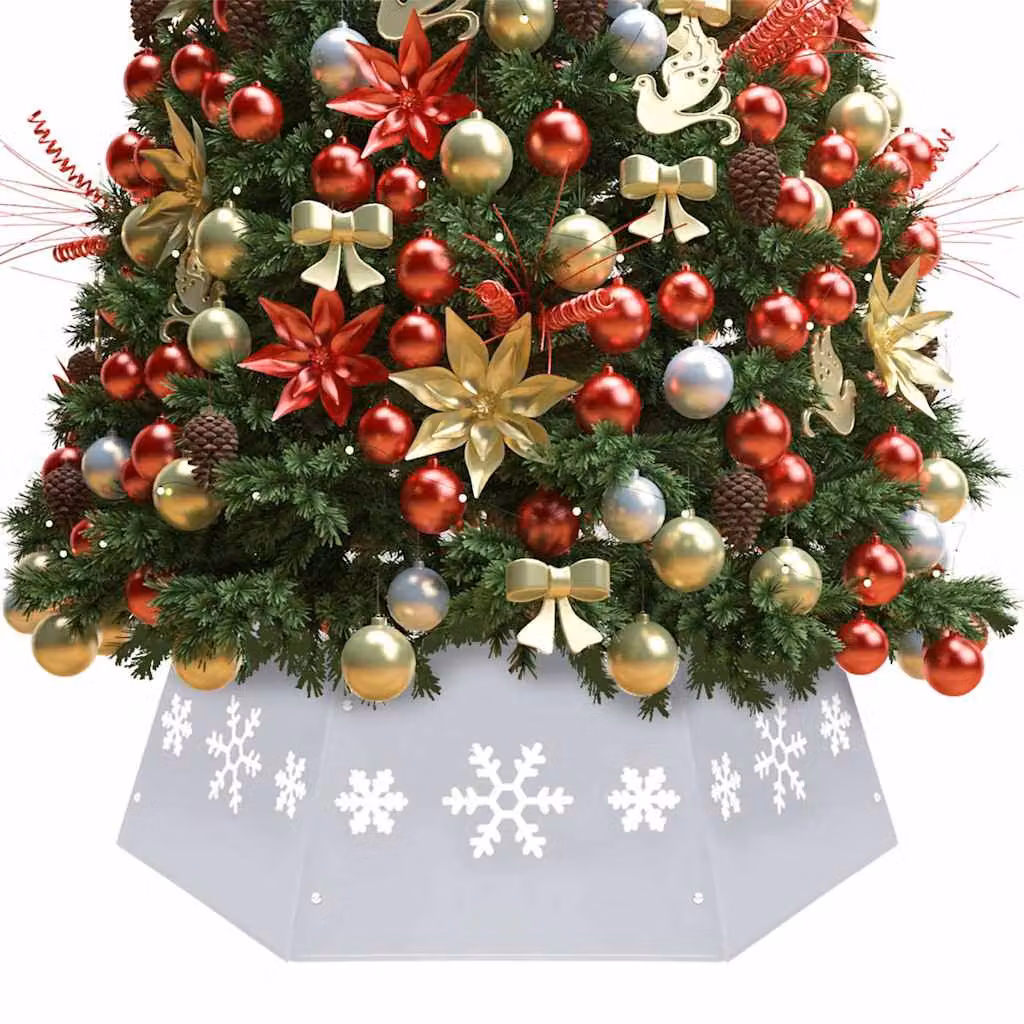 vidaXL Gonna per Albero di Natale da Tavolo Argento e Bianco Ø68 x 25 cm