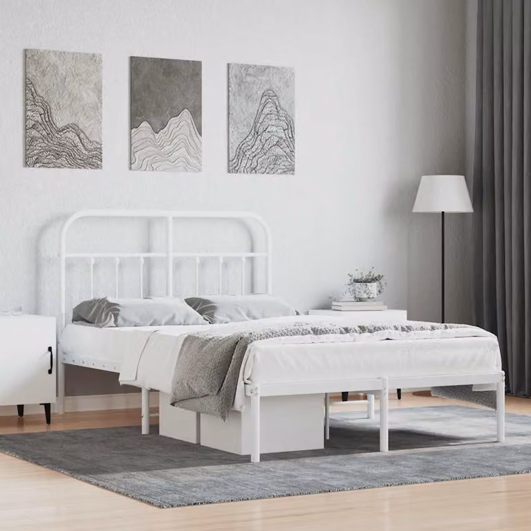 vidaXL Giroletto con Testiera in Metallo Bianco L/P/H: 200 x 120 x 100 cm