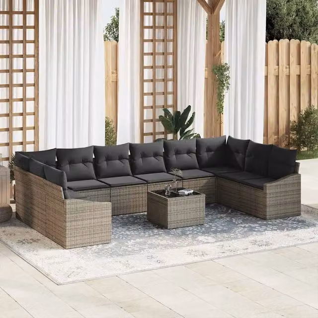 Set Divano da Giardino Grigio chiaro polyrattan 3355578