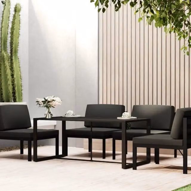 Tavolo da pranzo rettangolare per esterni vidaXL in alluminio antracite L/P/H: 120 x 60 x 66 cm