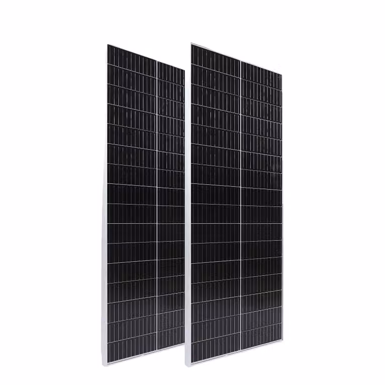 Pannelli solari monocristallini, alta efficienza, disponibili nelle opzioni da 100W, 120W e 200W, costruzione robusta. Pannello bianco da 200W