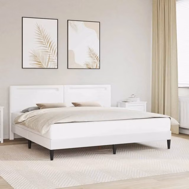 Struttura letto con materasso Bianco 180 x 200 cm Similpelle 3415008