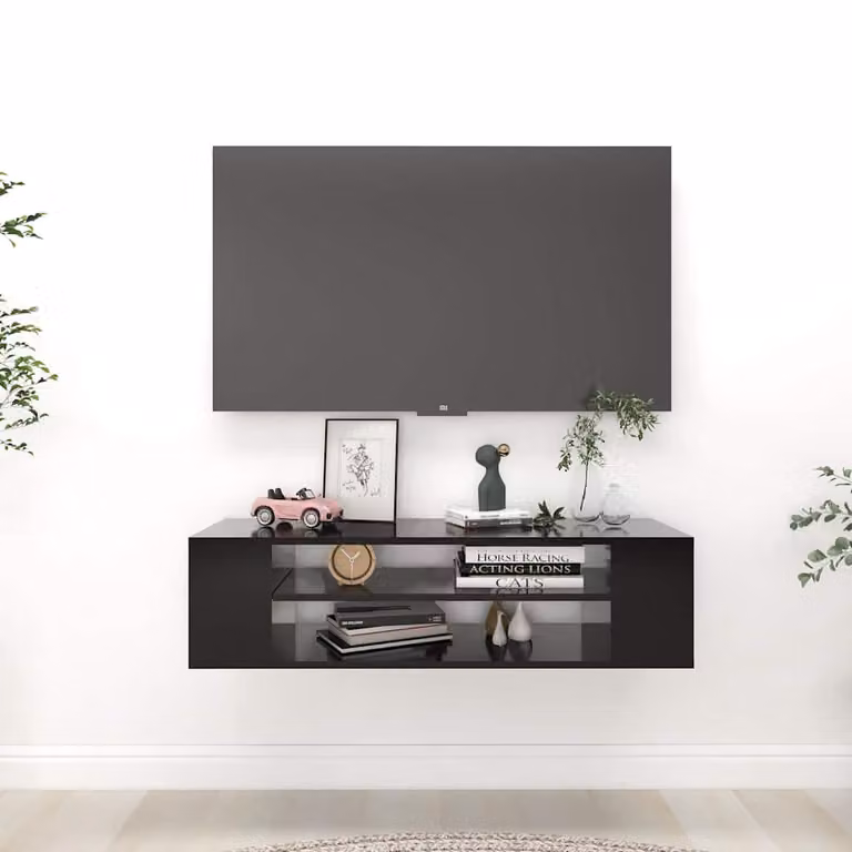 vidaXL Mobile Porta TV Pensile Moderno Nero in Legno MDF L 100 cm, P 30 cm, H 26,5 cm