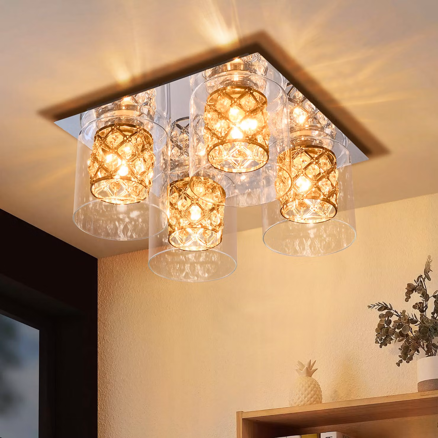 ZMH plafoniera soggiorno vetro moderno cristalli cucina lampada G9 con paralume design lampada corridoio camera da letto lampada per ingresso senza lampadina