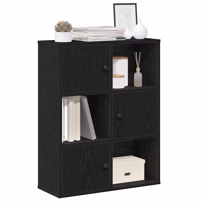 Libreria moderna da parete vidaXL in legno nero opaco L: 60 cm, P: 24 cm, H: 76,5 cm