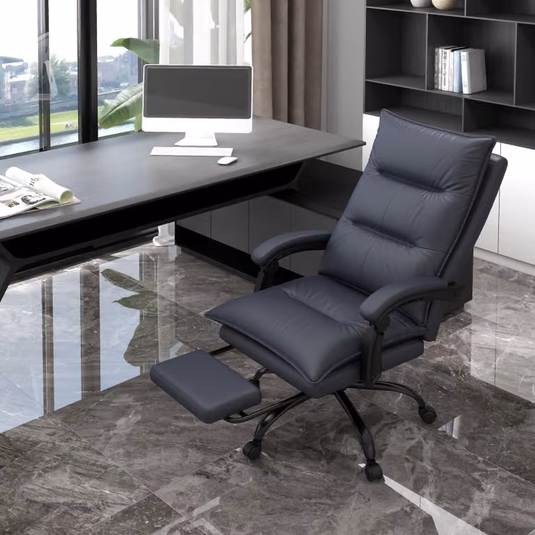 sedia da ufficio okwish, letto imbottito con funzione massaggio, sedia girevole da lavoro, sedia da scrittura con schienale inclinabile a 155°, sedia girevole con poggiapiedi, grigio scuro