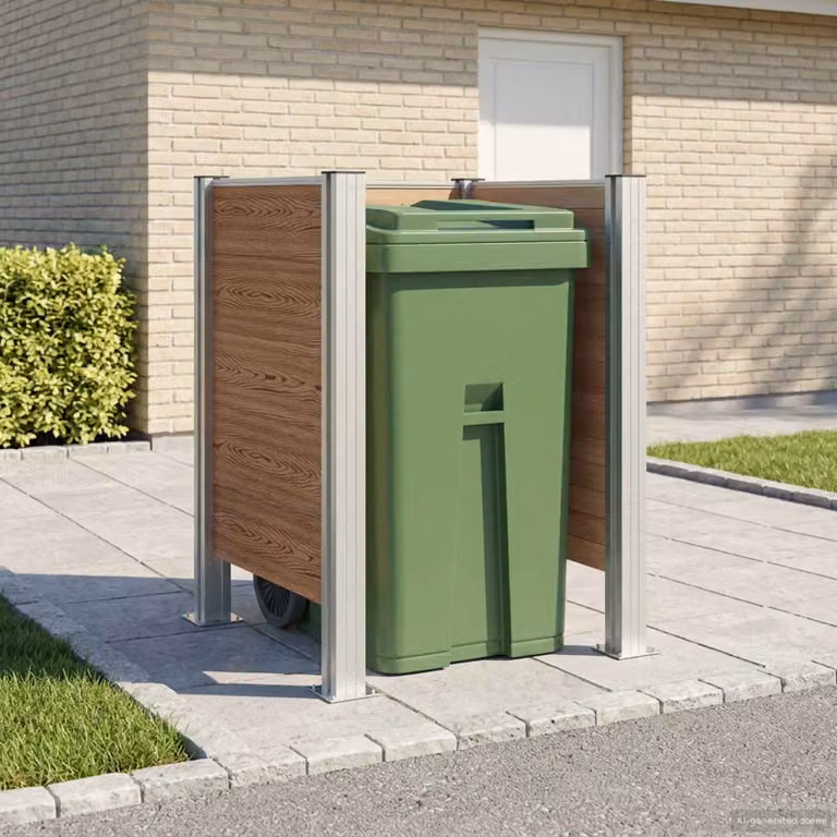 Recinzione contenitore per rifiuti vidaXL in WPC e alluminio, marrone, L 85 cm x P 85 cm x H 115 cm