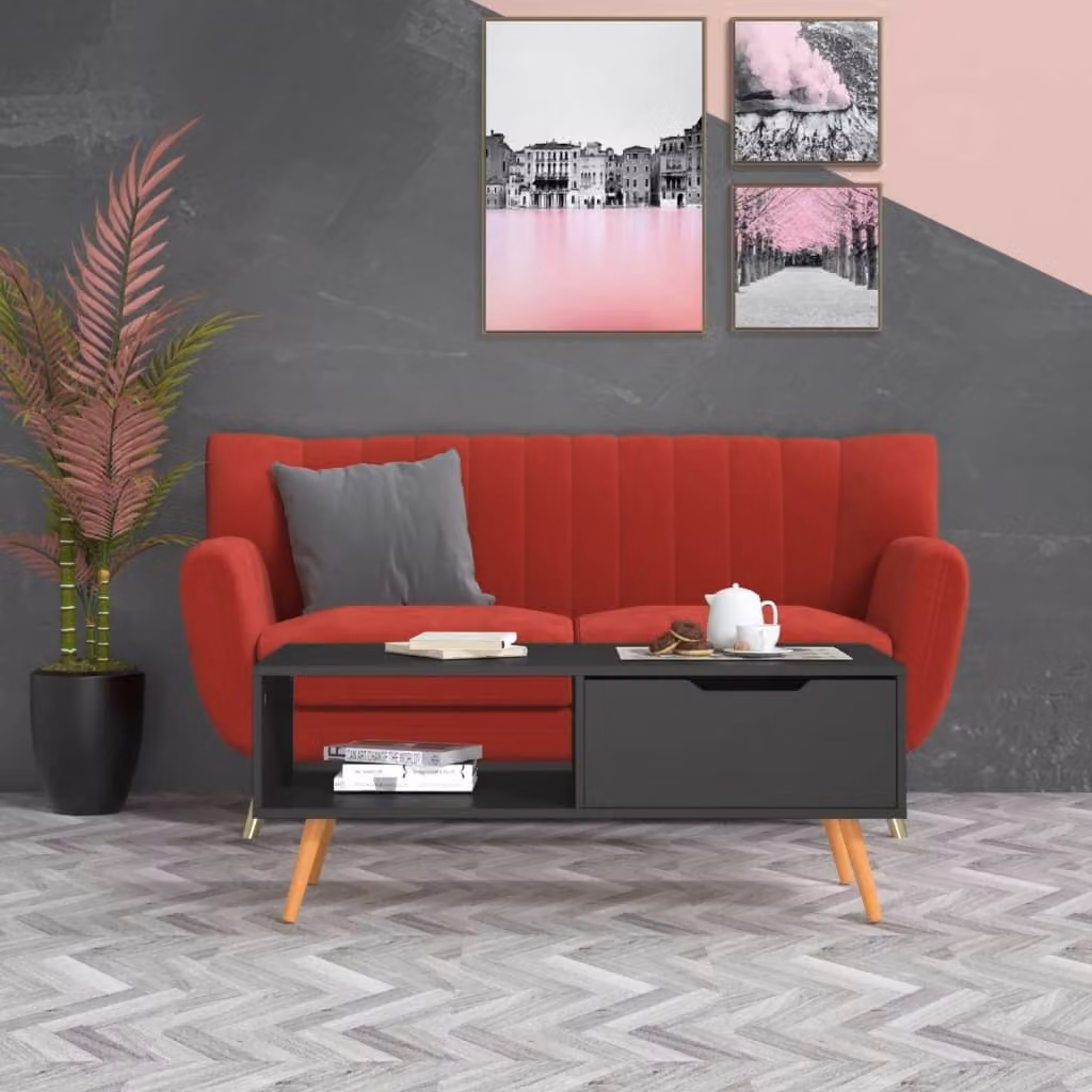 Tavolino The Living Store grigio 100x49,5x43 cm in materiale ligneo