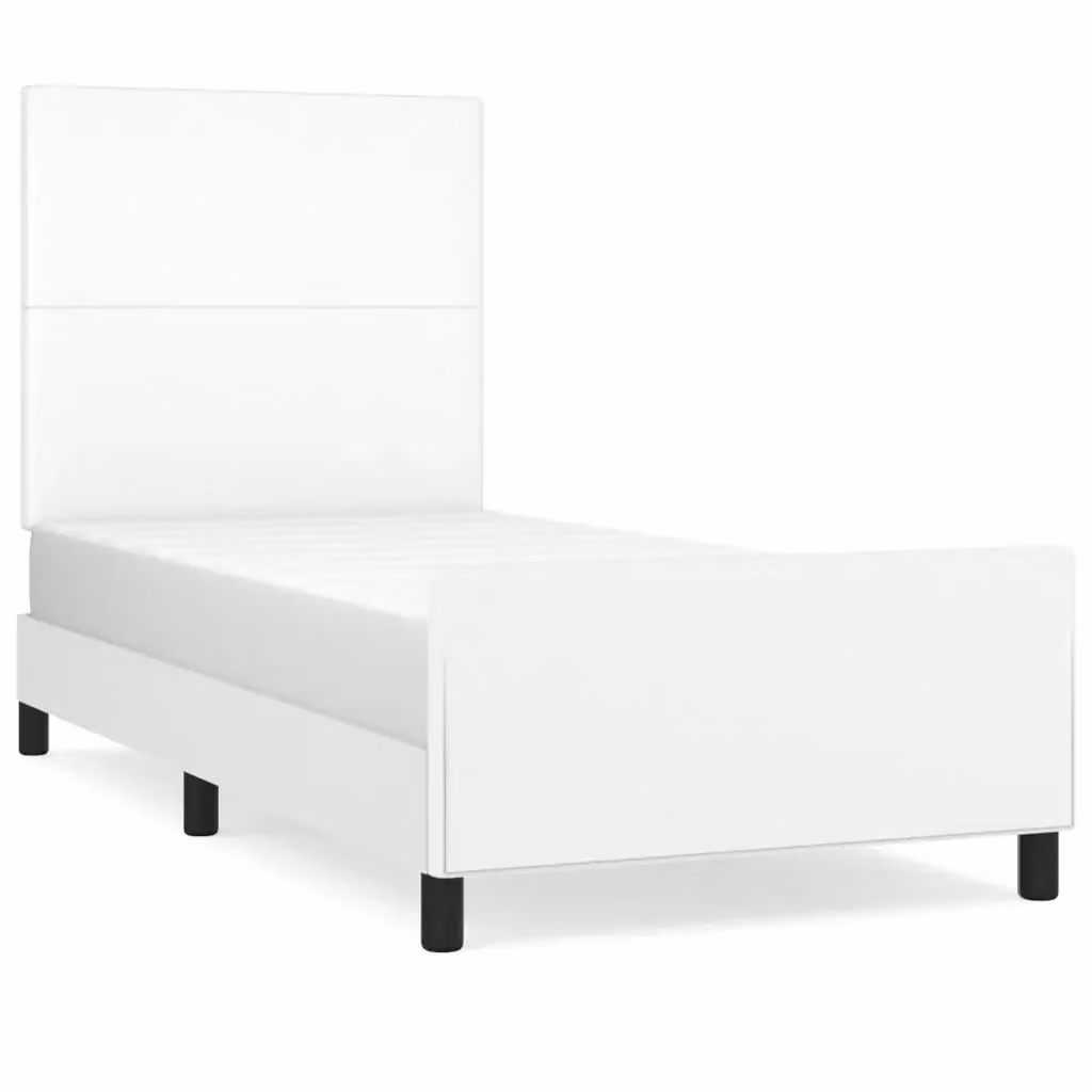 Giroletto con testiera vidaXL in similpelle bianco, L/P/H: 90 x 190 x 128 cm – 2