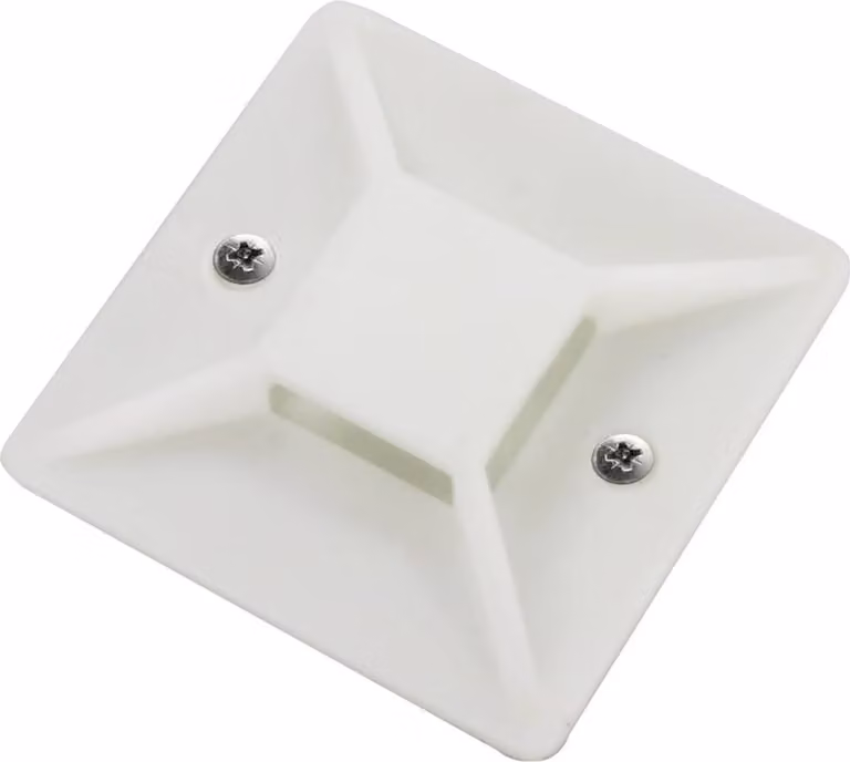 set di 40 basi adesive per fascette Bianco 18 x 18 mm - 40 pezzi Base di montaggio Autoadesiva e con due punti di avvitamento | Cuscinetti adesivi per fascette | Supporto per fascette | Set di basi di montaggio