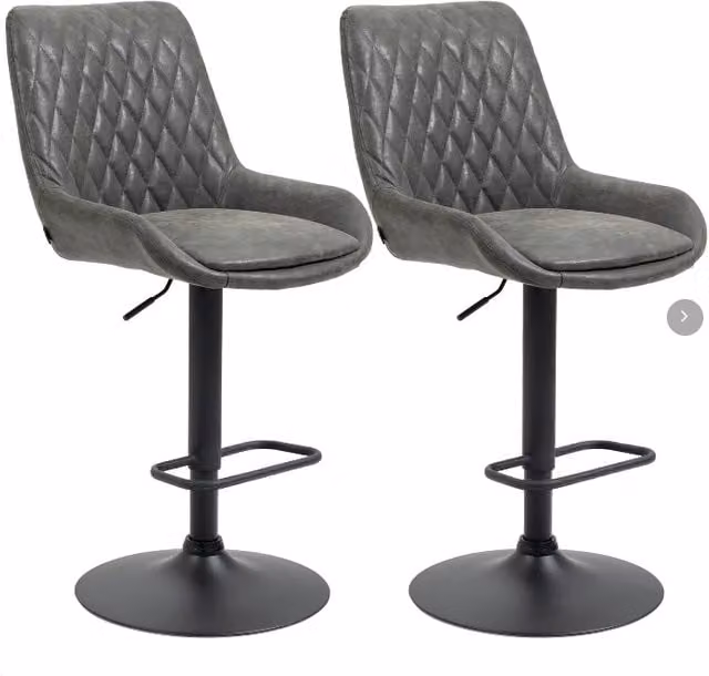 Set di 2 sgabelli da bar regolabili in altezza con schienale, sgabelli da cucina in similpelle grigio scuro per bar e cucina | .de
