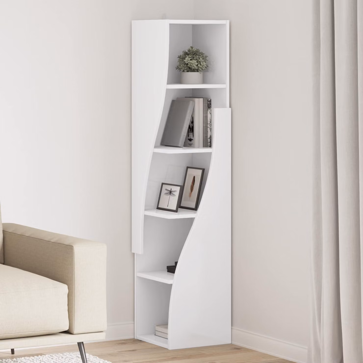 Mobile angolare vidaXL in legno MDF bianco per soggiorno L/P/H: 32 x 32 x 140 cm