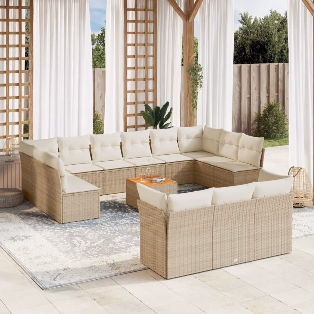 Maison Exclusive - Set Divani da Giardino 14pz con Cuscini in Polyrattan Beige