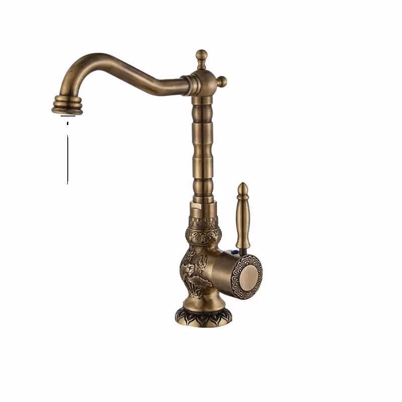 Rubinetteria da bagno, realizzata in ottone massiccio, finitura in ottone anticato, modello grande