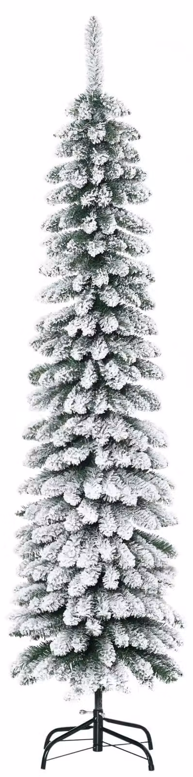 Albero di Natale artificiale, con decorazioni, altezza 180 cm, modello sottile, colore verde/bianco | Colore: Verde/Bianco | Dimensioni: 46x46x180 cm