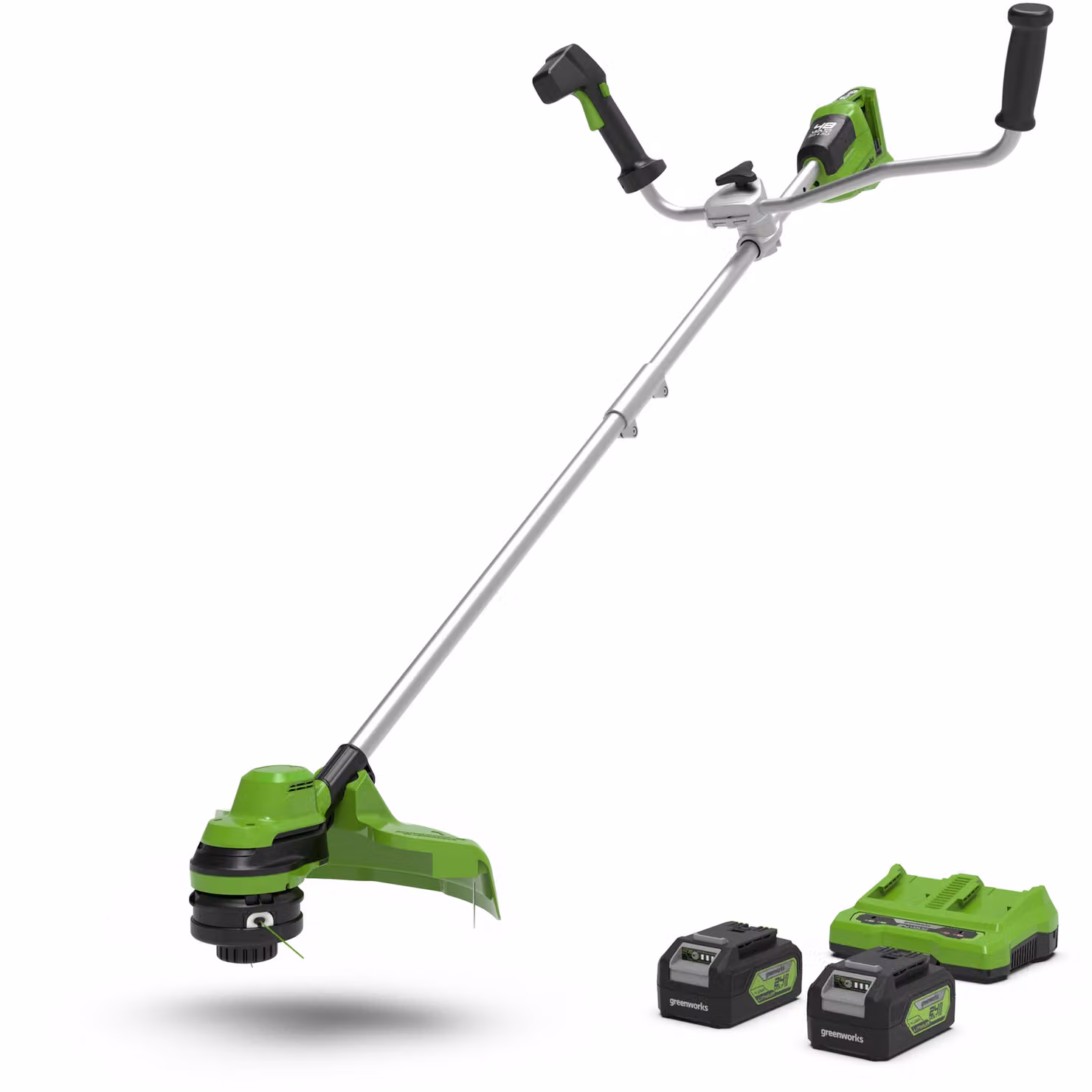Greenworks POWERALL 48V (24V x 2) Decespugliatore con impugnatura a manubrio 38cm - 2x Batterie 4Ah