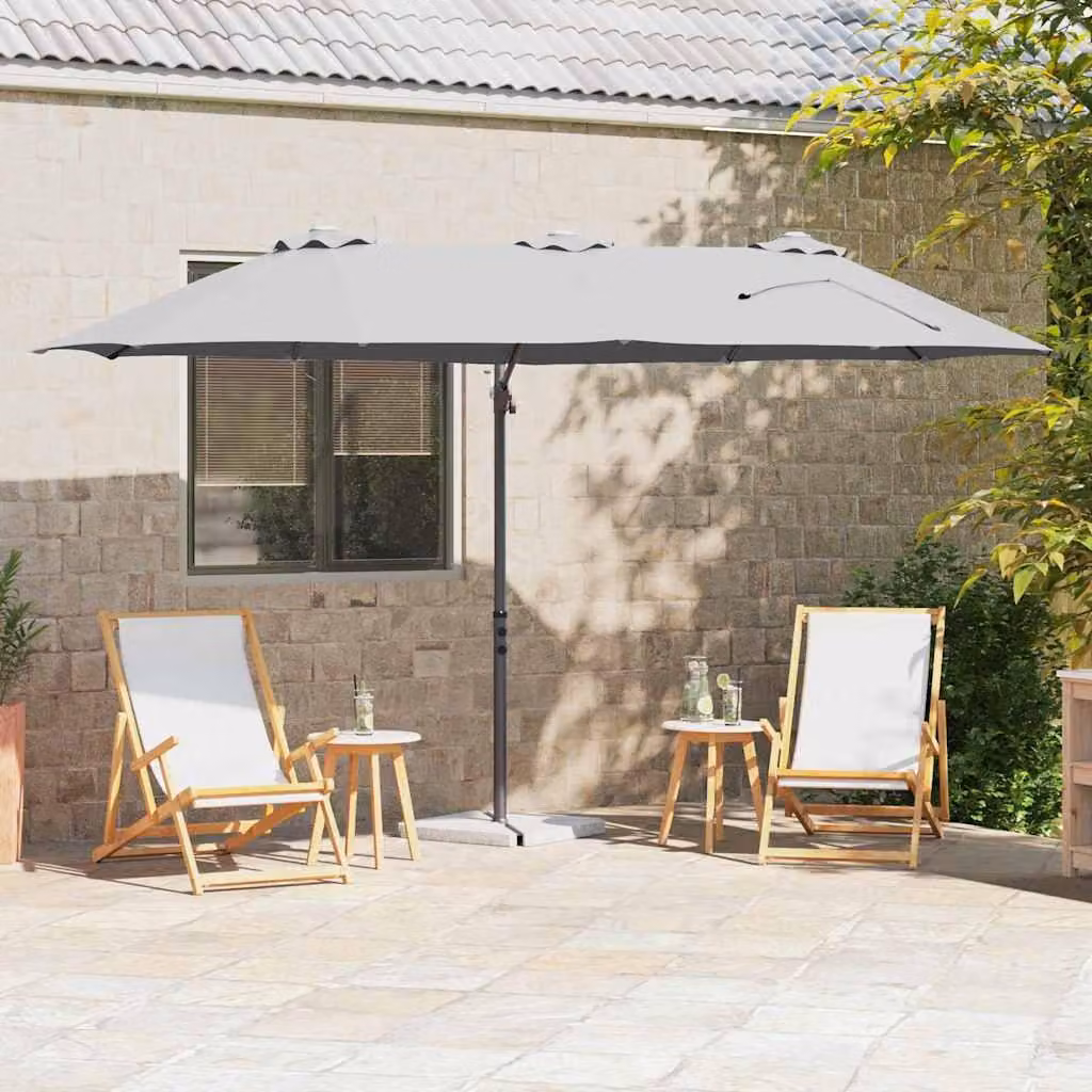 Maison Exclusive - Ombrellone, dimensioni 372 x 198 x 243 cm, realizzato in poliestere e alluminio, colore sabbia