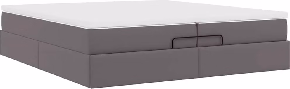 Struttura Letto Pouf con Materassi Grigio 200x200 cm Pelle finta