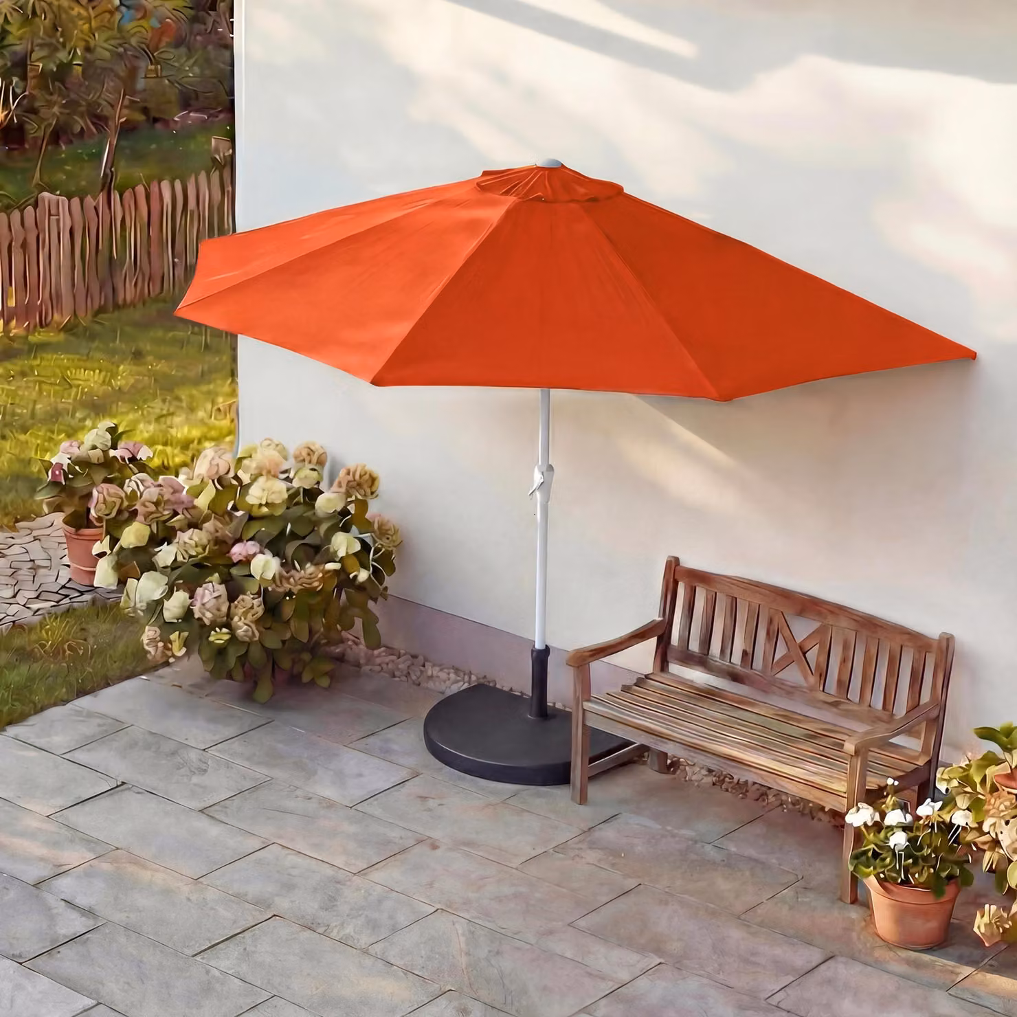 Ombrellone Lorca, ombrellone da balcone, UV 50+ poliestere/alluminio 3kg ~ 270cm terracotta con supporto