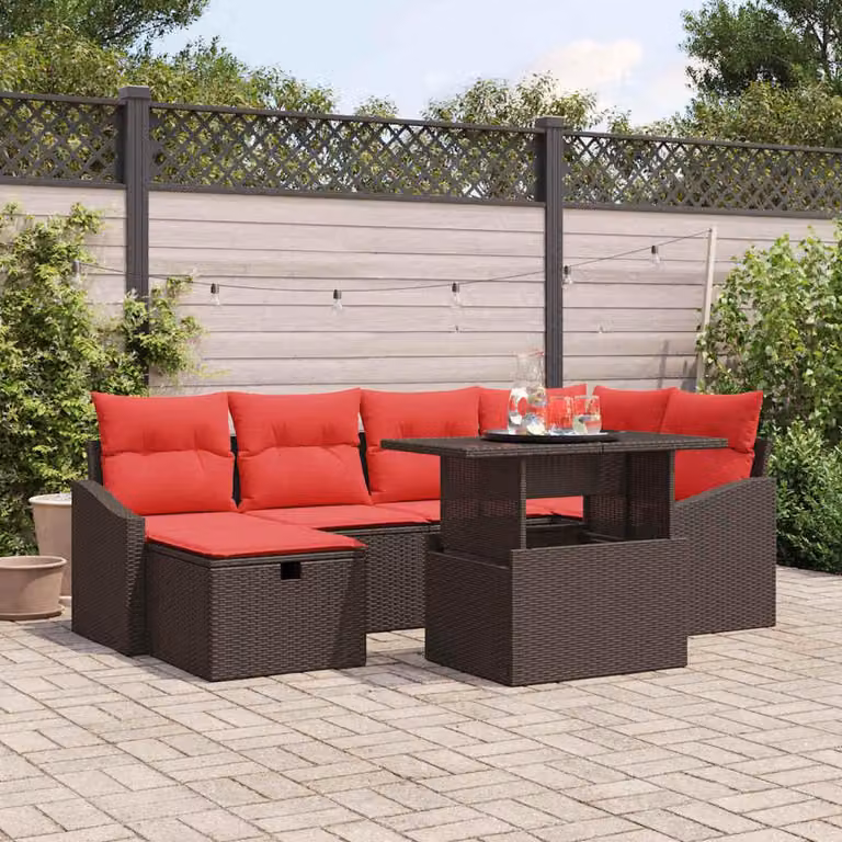 Maison Exclusive - Set da giardino composto da 7 pezzi, divano in rattan sintetico
