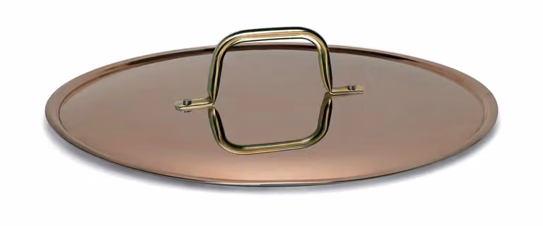Coperchio piano in rame liscio stagnato, diam.16cm (FINE SERIE)