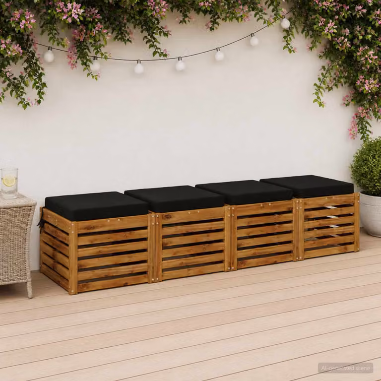 Set di 4 cuscini per sedia vidaXL SOEST neri in poliestere con rivestimento lavabile e resistente ai raggi UV