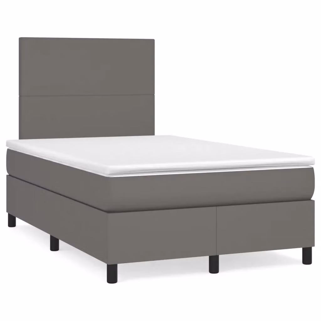 Letto a molle con materasso vidaXL in similpelle grigia e bianca L/P/H: 200 x 120 x 128 cm – 2
