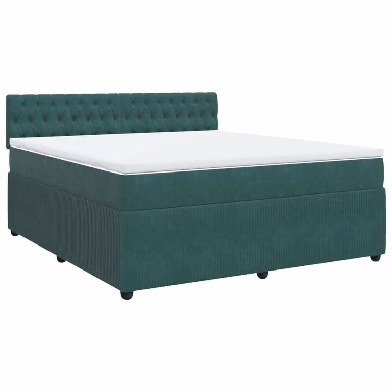 Giroletto a Molle con Materasso Verde Scuro 180x200 cm Velluto