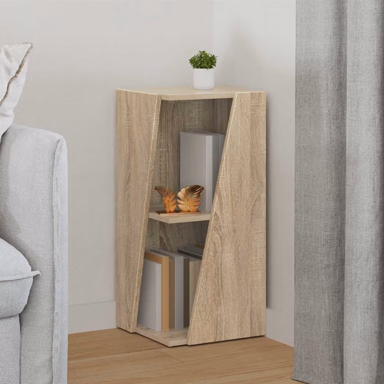 Mensola laterale da angolo vidaXL in legno ingegnerizzato marrone e beige, design moderno, L 33 cm x P 32 cm x H 70,5 cm
