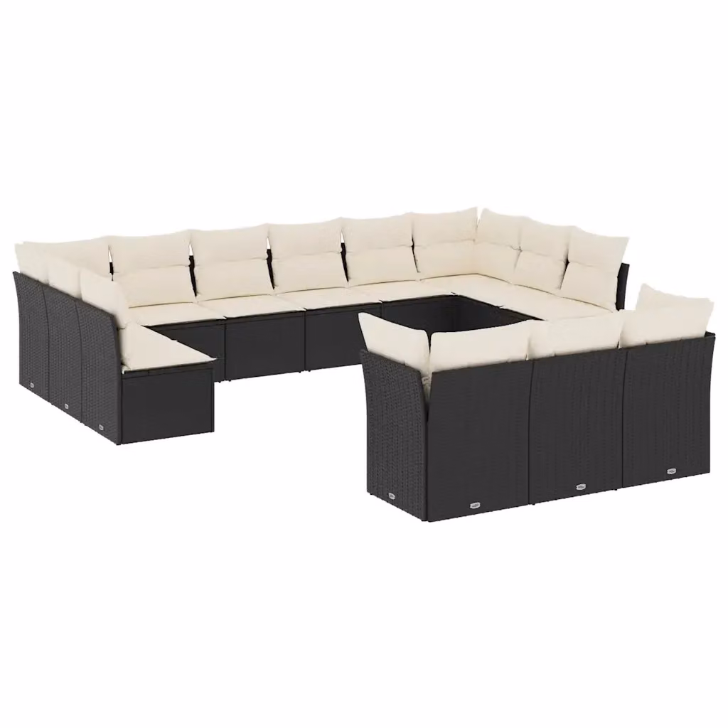 vidaXL Set Divani da Giardino a L con Cuscini in Polyrattan Nero e Telaio in Metallo – 2