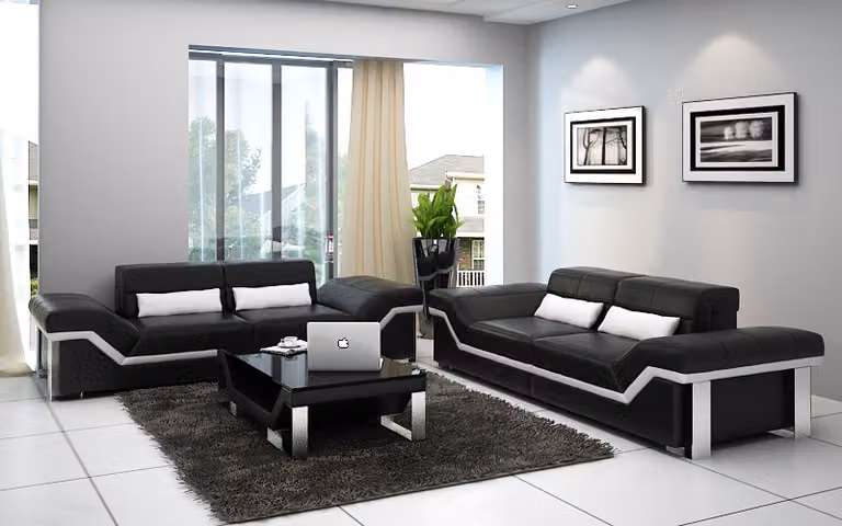Ledersofa Sofa Couch Wohnlandschaft 3+3 Garnitur Design Modern Sofa K5007D