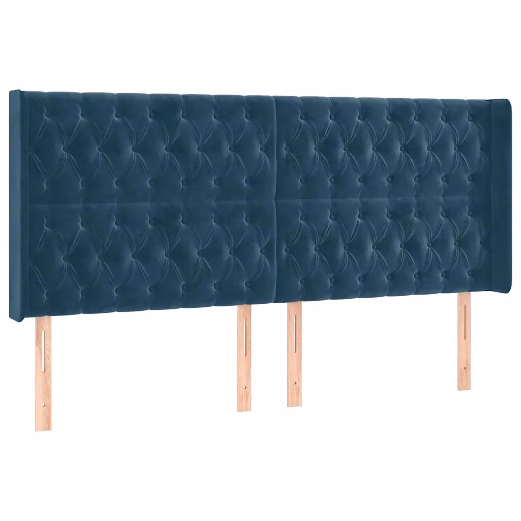 Testiera ad orecchio vidaXL in velluto blu, L: 203 cm, H: 128 cm, P: 16 cm – 2