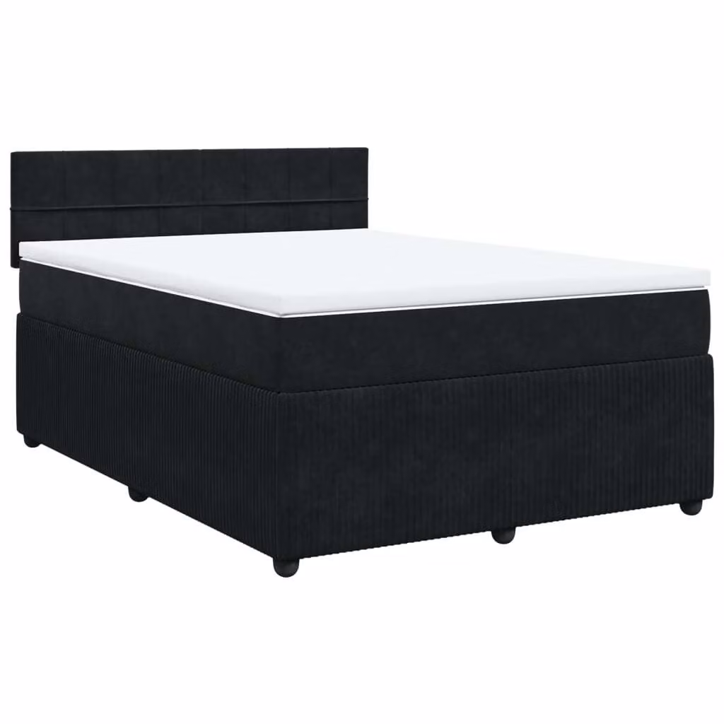 Giroletto a Molle con Materasso Nero 140x190 cm in Velluto