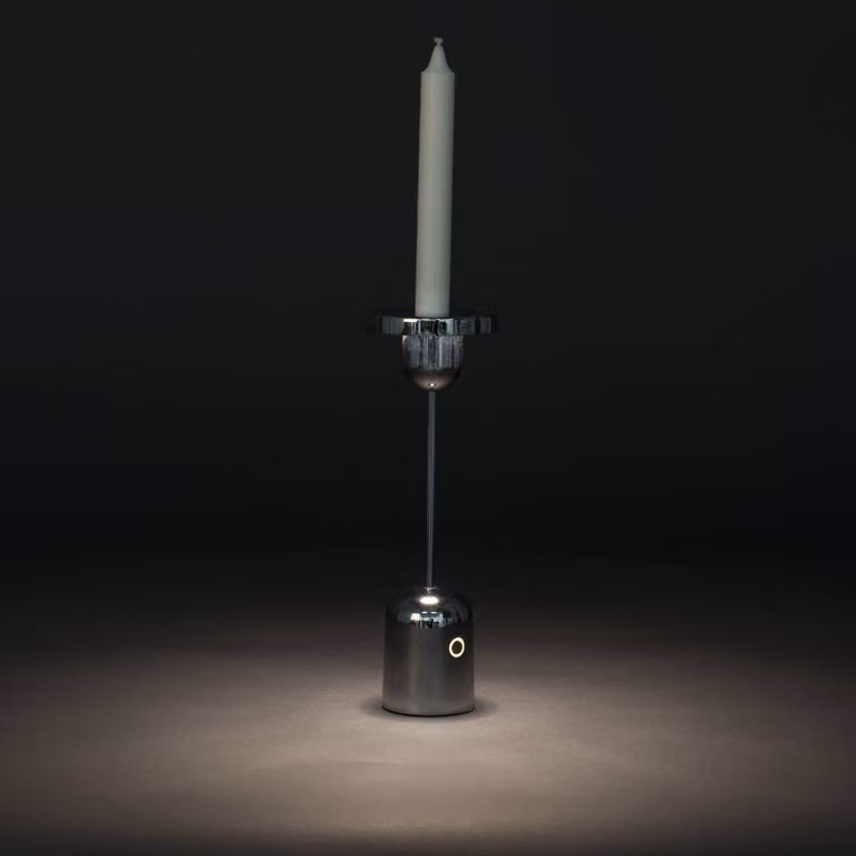Konstsmide Lampada LED da tavolo Cassis, colore argento, alluminio, IP54, CCT dimmerabile, Cromo / Argento, Alluminio, Moderno