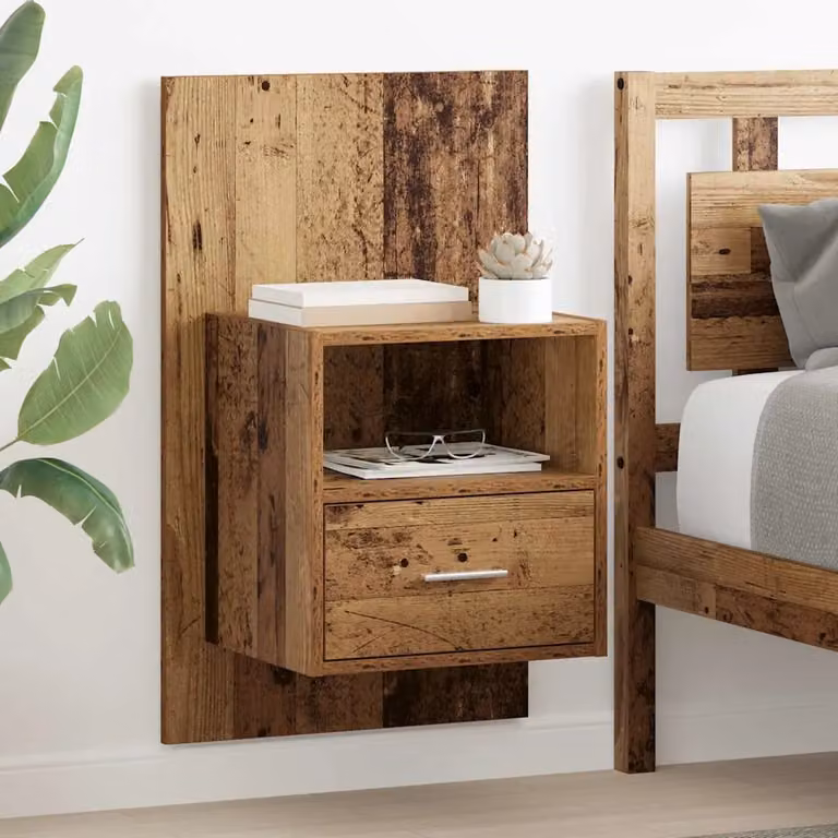 Set di 2 Armadi da Notte vidaXL in Legno Vecchio Marrone L: 50 cm, P: 32.5 cm, H: 80 cm
