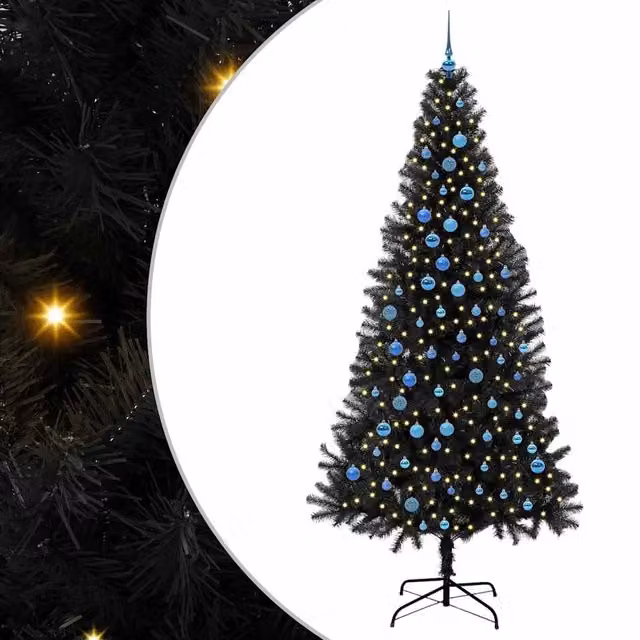 Albero di Natale | Decorazioni natalizie con 300 LED con supporto Nero 240 cm PVC