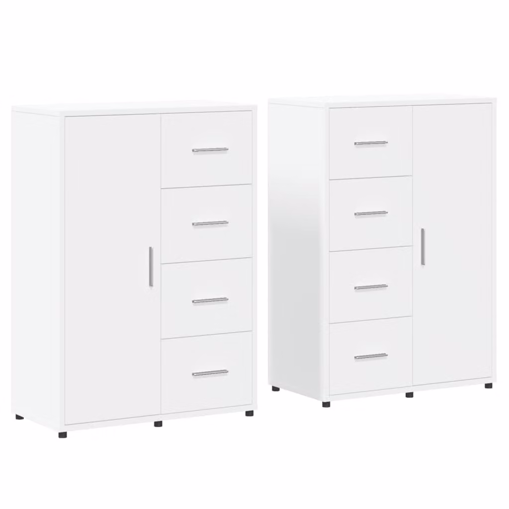 Credenze 2 pz Bianche 60x31x84 cm in Legno Multistrato
