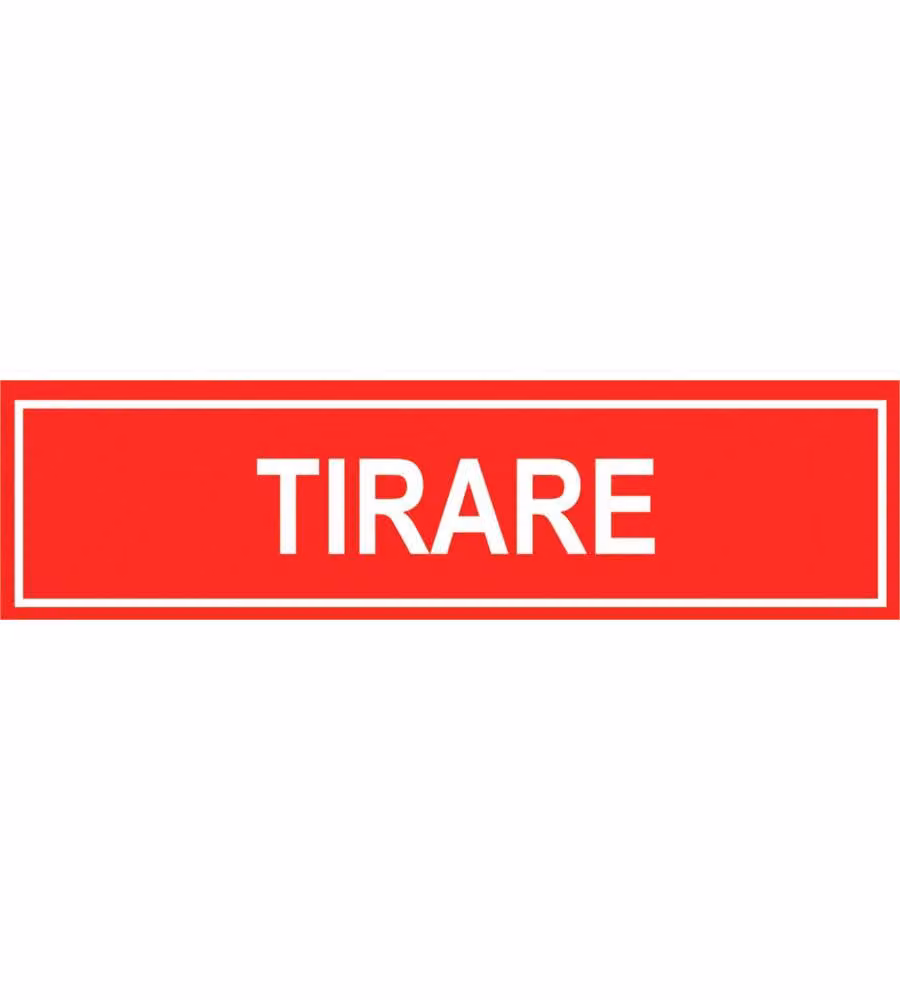 ROSH Targa adesiva informativa "Tirare" vinile rigido 4x15 cm rossa