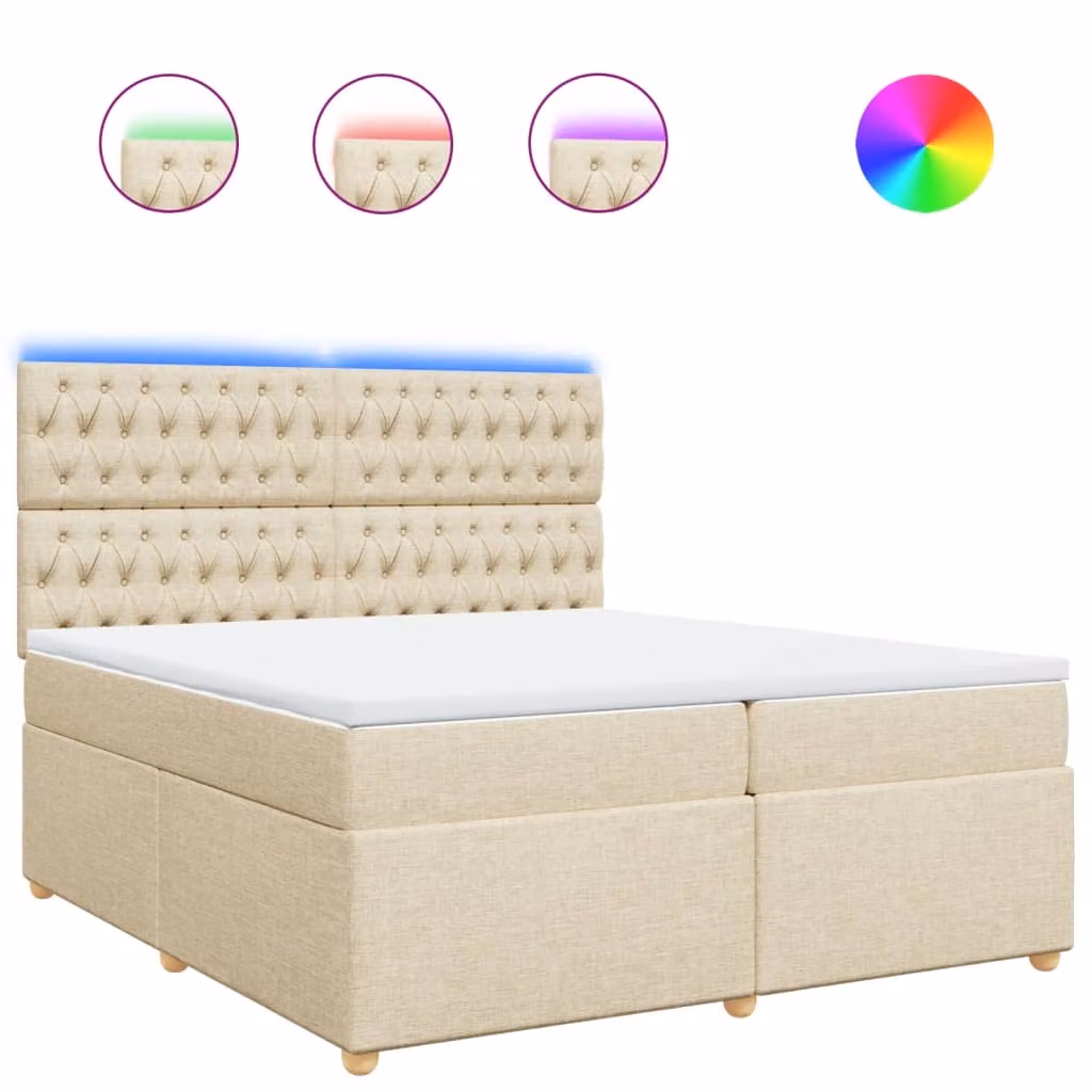 Giroletto a Molle con Materasso Crema 200x200 cm in Tessuto