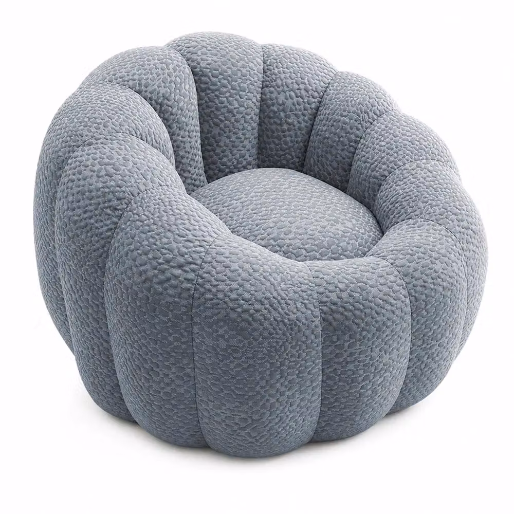 Divano a sacco Minimal a forma di fiore in tessuto jacquard a maglia grigio – 2