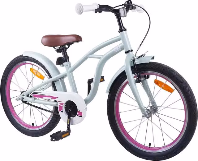 Bicicletta per bambini da 18 pollici verde con struttura in metallo e pneumatici in gomma